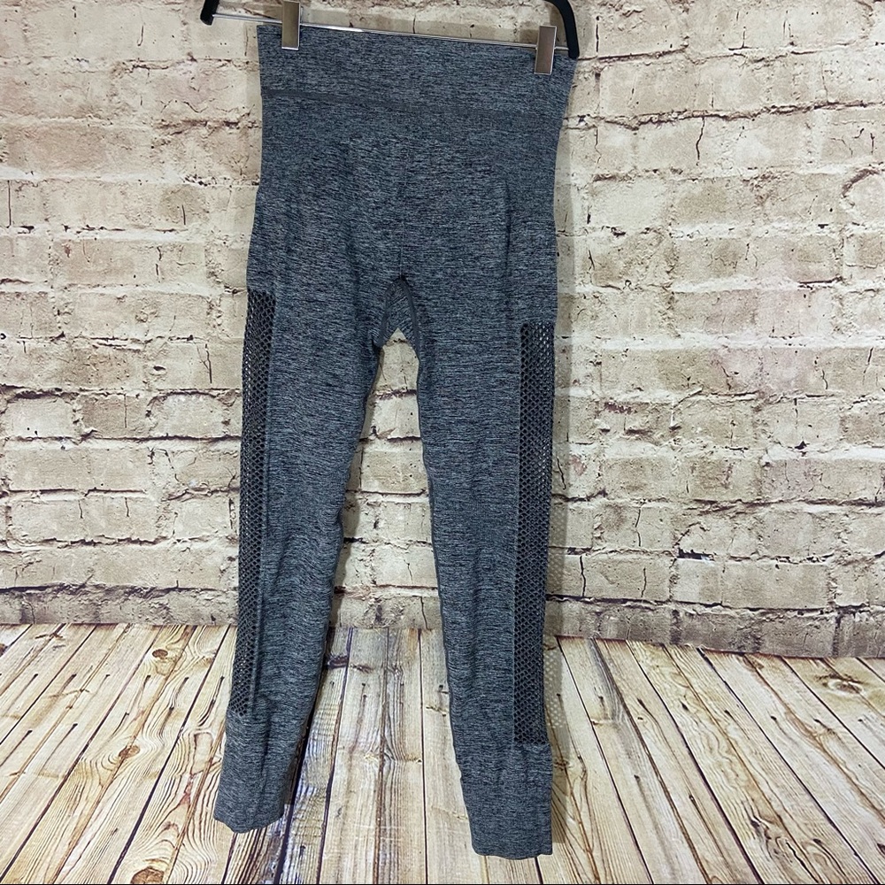 Forever21 gray active see through mesh side high waisted leggings size small